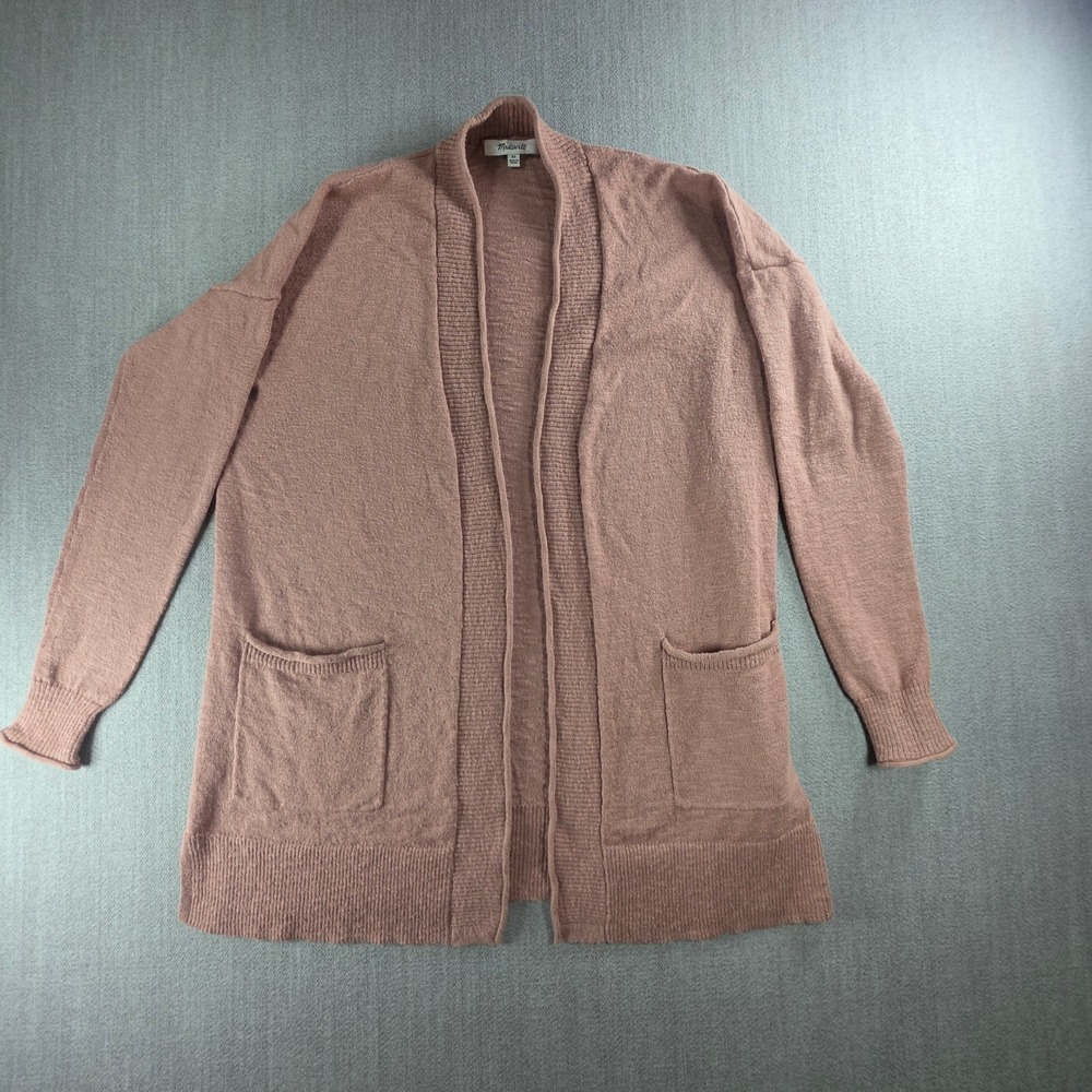 Madewell Cardigan Women XS Pink Open Front Cotton Blend Textured Knit Sweater